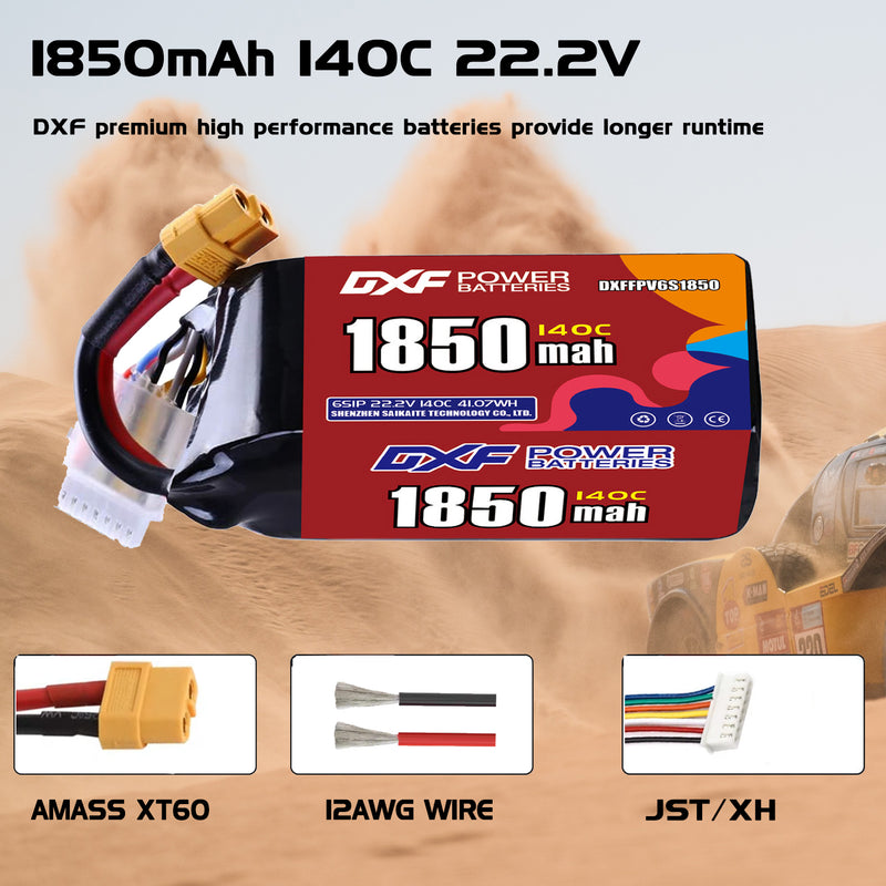 DXF 1850mAh 6S 140C 22.2V Lipo Battery Pack for FPV LiPo Battery