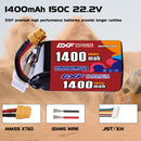 DXF 6S 22.2V 1400mAh 150C LiPo Battery for FPV Micro Drones (PH2.0 / JST / XT30 / SM / XT60 / EC5 / XT90 Options)