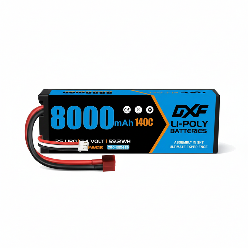 DXF 2S LiPo Battery 7.4V 8000mAh 140C Hardcase - Premium RC Power Pack (1-6 Pack Options)