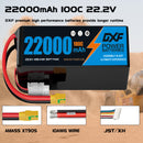 DXF LiPo Battery 6S 22.2V 22000mAh 100C Graphene Softcase Blue with EC5 / T / TRX / XT60 / XT90 / XT150 / Q8s Plug for RC 1/8 1/10 Buggy Truck Car Off-Road Drone