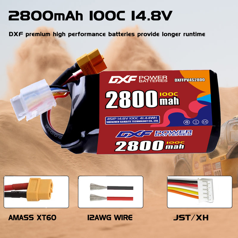 DXF 2800mAh 4S 100C 14.8V Lipo Battery Pack for FPV LiPo Battery