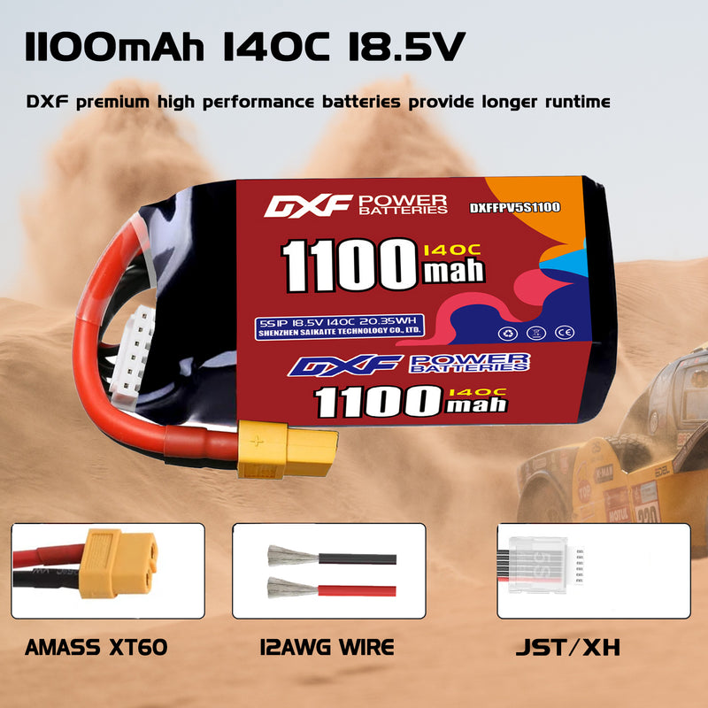 DXF 1100mAh 5S 140C 18.5V Lipo Battery Pack for FPV LiPo Battery