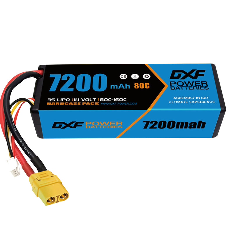 (PL)DXF Lipo Battery 3S 11.1V 7200MAH 80C Blue Series lipo Hardcase with XT90 Plug for Rc 1/8 1/10 Buggy Truck Car Off-Road Drone