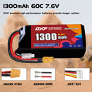 DXF LiPo Battery 2S HV 7.6V 1300mAh 60C with PH2.0 / JST / XT30 / SM / XT60 / EC5 / XT90 for FPV Drone Whoop Micro Racing