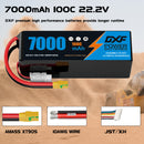 DXF Lipo Battery 6S 22.2V 7000mAh 100C Graphene Softcase with EC5 / T / TRX / XT60 / XT90 / XT150 / Q8s Plug for RC 1/8 1/10 Buggy Truck Car Off-Road Drone