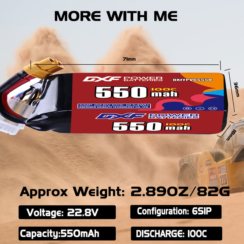 DXF 550mAh 6S 100C 22.8V Lipo Battery Pack for FPV LiPo Battery