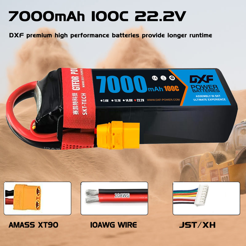 (PL)DXF 6S Lipo Battery 22.2V 100C 7000mAh Soft Case Battery with xt60 Connector for Car Truck Tank RC Buggy Truggy Racing Hobby