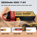 DXF Lipo Battery 2S 7.4V 5200mAh 100C Graphene Softcase with EC5 / T / TRX / XT60 / XT90 / XT150 / Q8s Plug for RC 1/8 1/10 Buggy Truck Car Off-Road Drone