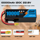 DXF LiPo Battery 6S HV 22.8V 10000mAh 120C Graphene Softcase Blue with EC5 / T / TRX / XT60 / XT90 / XT150 / Q8s Plug for RC 1/8 1/10 Buggy Truck Car Off-Road Drone
