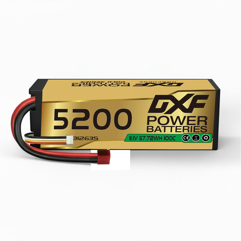 DXF 3S 11.1V 5200mAh 100C Graphene LiPo Battery - Hardcase with Deans Plug (1-6 Pack Options)