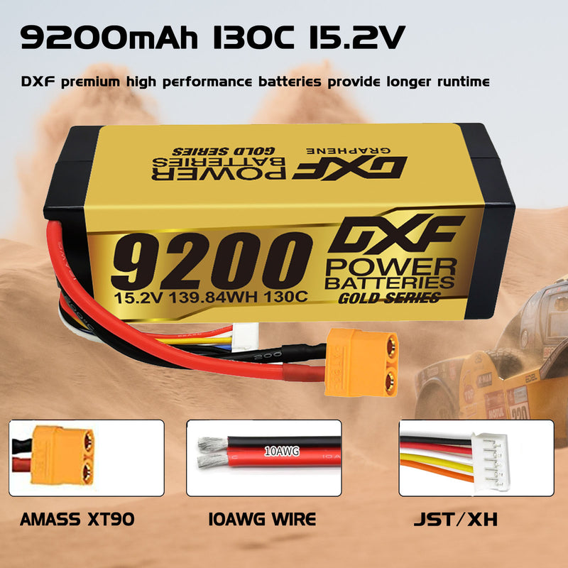 (IT)DXF High Voltage 4S 9200 mAh 15,2 V 130C Batteria Lipo ad Alta Capacità Hardcase con XT90 Spina per 1:8 Scala RC Auto, Multi-Rotore RC Aeroplano, RC Elicottero, RC Barca