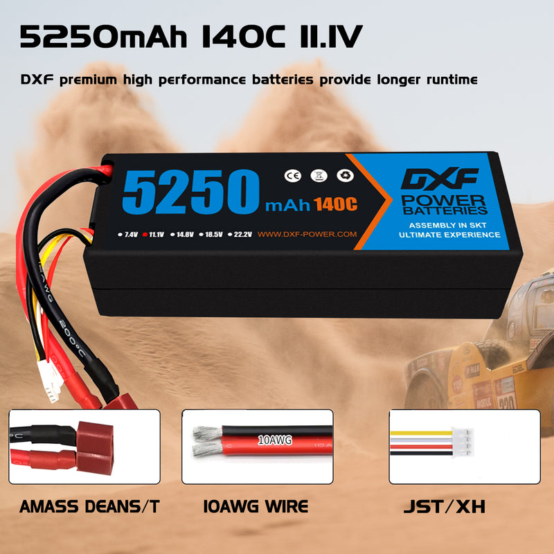 (FR)DXF 3S 5250 mAh 11.1V 140C Batteria Lipo ad Alta Capacità Hardcase con Deans/T Spina per 1:8 Scala RC Auto, Multi-Rotore RC Aeroplano, RC Elicottero, RC Barca