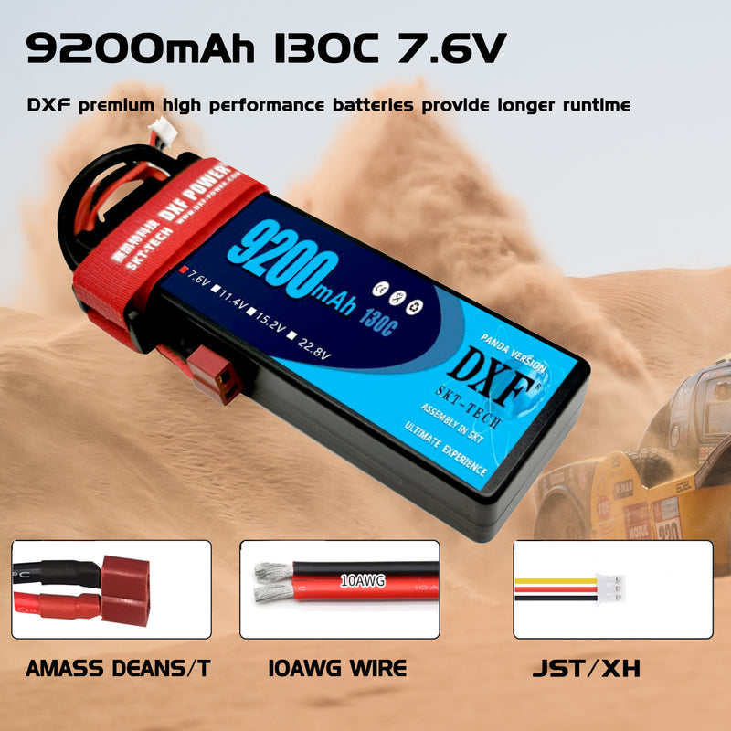 (ES)DXF 2S 9200mAh 7.6V 130C Batteria Lipo ad Alta Capacità Hardcase con XT90 Spina per 1:8 Scala RC Auto, Multi-Rotore RC Aeroplano, RC Elicottero, RC Barca