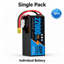 DXF 6S 22.8V 22000mAh 100C Soft Case LiPo Battery with 8AWG Wire for Toy Cars, Boats, UAVs & Drones (1-6 Pack)