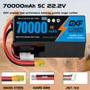 (CN)DXF 6S Lipo Battery 22.2V 10C 70000mAh Soft Case Battery  for Drone UAV FPV Car Truck Tank RC Buggy Truggy Racing Hobby