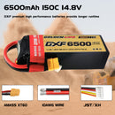 DXF Lipo Battery 4S 14.8V 6500mAh 150C Graphene Softcase with EC5 / T / TRX / XT60 / XT90 / XT150 / Q8s Plug for RC 1/8 1/10 Buggy Truck Car Off-Road Drone