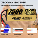 DXF LiPo Battery 3S HV 11.4V 7500mAh 150C Graphene Softcase with EC5 / T / TRX / XT60 / XT90 / XT150 / Q8s Plug for RC 1/8 1/10 Buggy Truck Car Off-Road Drone