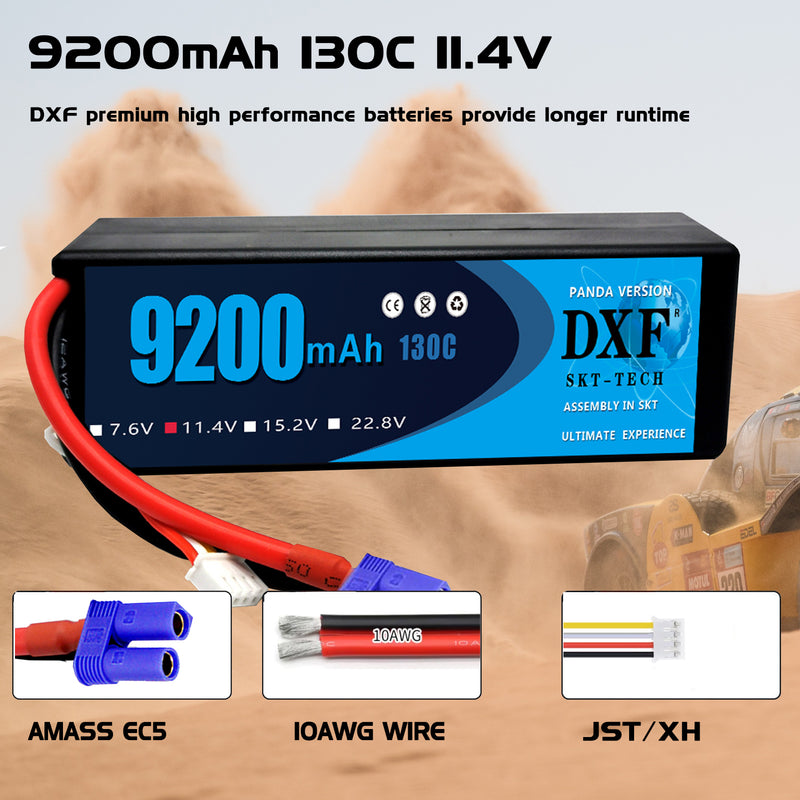 (PL)DXF Lipo Battery 3S 11.4V 9200MAH 130C Blue Series Graphene lipo Hardcase with EC5 Plug for Rc 1/8 1/10 Buggy Truck Car Off-Road Drone