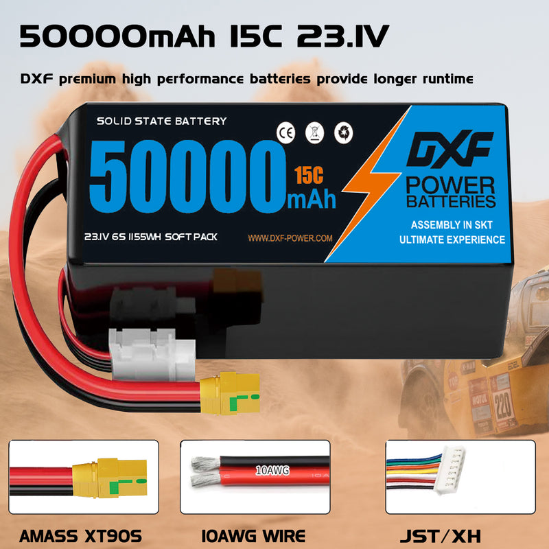 (CN)DXF 6S Lipo Battery 23.1V 15C 50000mAh Soft Case Battery  for Drone UAV FPV Car Truck Tank RC Buggy Truggy Racing Hobby