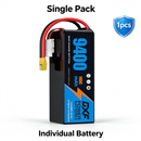 DXF 6S 22.8V 9400mAh 100C Soft Case LiPo Battery with 10AWG Wire for Toy Cars, Boats, UAVs & Drones (1-6 Pack)