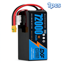 DXF 6S 22.2V 72000mAh 5C Soft Case LiPo Battery with 8AWG Wire for Toy Cars, Boats, UAVs & Drones (1-6 Pack)