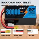 DXF LiPo Battery 6S 22.2V 30000mAh 100C Graphene Softcase Blue with EC5 / T / TRX / XT60 / XT90 / XT150 / Q8s Plug for RC 1/8 1/10 Buggy Truck Car Off-Road Drone