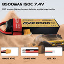(CN)DXF 2S Lipo Battery 7.4V 150C 8500mAh Soft Case Battery with EC5 XT90 Connector for Car Truck Tank RC Buggy Truggy Racing Hobby