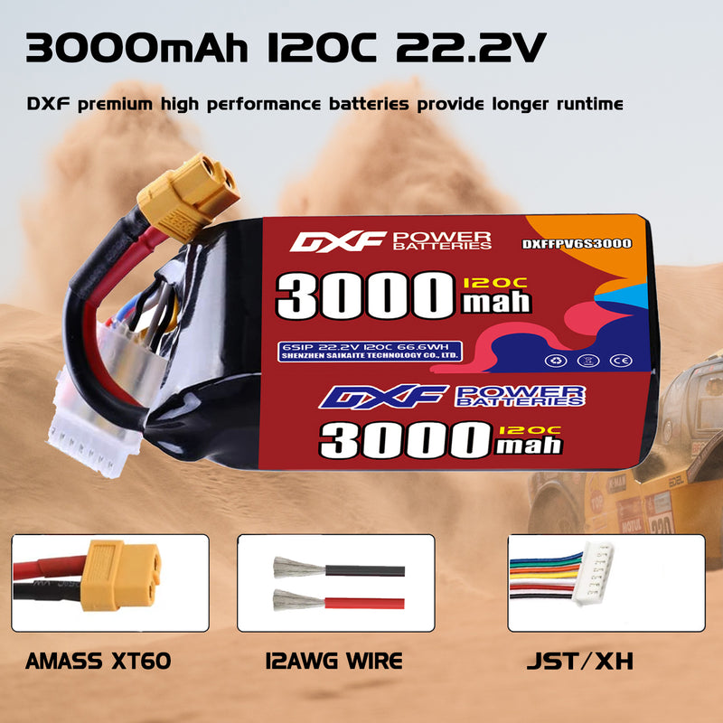 DXF 3000mAh 6S 120C 22.2V Lipo Battery Pack for FPV LiPo Battery