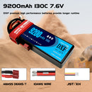 (GE)DXF 2S 9200mAh 7.6V 130C Batteria Lipo ad Alta Capacità Hardcase con XT90 Spina per 1:8 Scala RC Auto, Multi-Rotore RC Aeroplano, RC Elicottero, RC Barca
