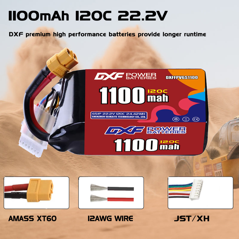 DXF 1100mAh 6S 120C 22.2V Lipo Battery Pack for FPV LiPo Battery