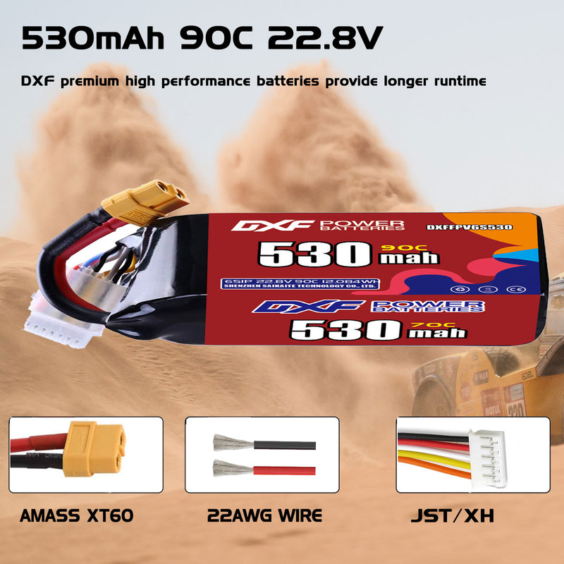 DXF 530mAh 6S 90C 22.8V Lipo Battery Pack for FPV LiPo Battery