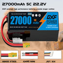 DXF 6S 22.2V 27000mAh 10C Soft Case LiPo Battery with 8AWG Wire for Toy Cars, Boats, UAVs & Drones (1-6 Pack)