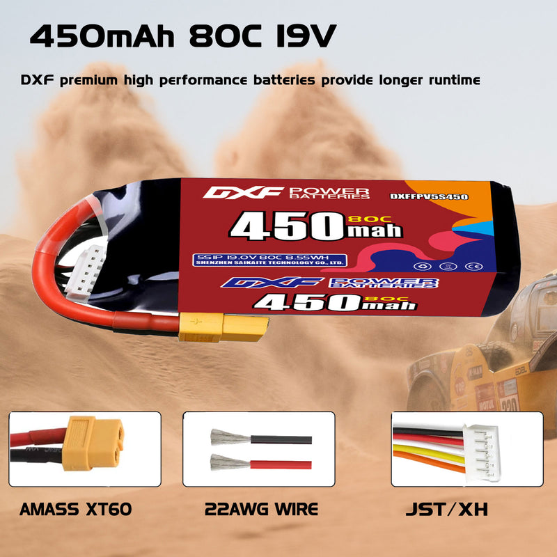 DXF 550mAh 5S 80C 18.5V Lipo Battery Pack for FPV LiPo Battery