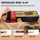 DXF Lipo Battery 3S HV 11.4V 10000mAh 150C GoldSeries Graphene Softcase with EC5 / T / TRX / XT60 / XT90 / XT150 / Q8s Plug for RC 1/8 1/10 Buggy Truck Car Off-Road Drone