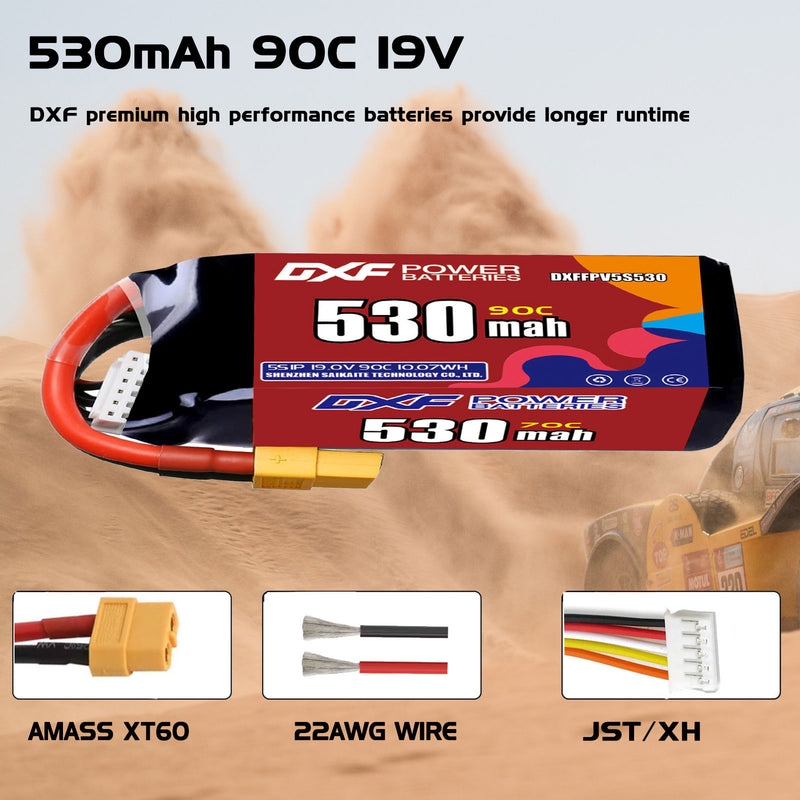 DXF 530mAh 5S 90C 19.0V Lipo Battery Pack for FPV LiPo Battery