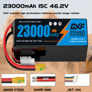 DXF SEMI-SOLID 14S 53.9V 23000mAh 15C Soft Case LiPo Battery with 8AWG Wire for Toy Cars, Boats, UAVs & Drones (1-6 Pack)