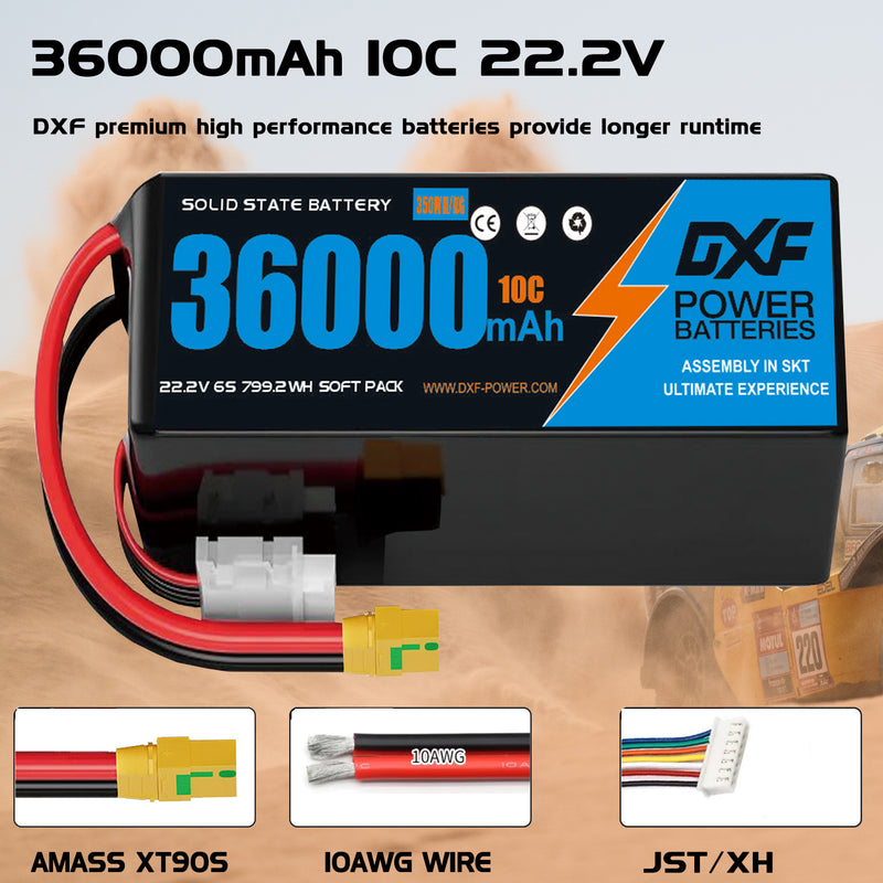 (CN)DXF 6S Lipo Battery 22.2V 10C 36000mAh Soft Case Battery  for Drone UAV FPV Car Truck Tank RC Buggy Truggy Racing Hobby