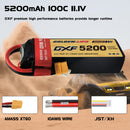 DXF Lipo Battery 3S 11.1V 5200mAh 100C Graphene Softcase with EC5 / T / TRX / XT60 / XT90 / XT150 / Q8s Plug for RC 1/8 1/10 Buggy Truck Car Off-Road Drone