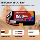DXF 3S 11.1V 1550mAh 150C LiPo Battery for FPV Micro Drones (PH2.0 / JST / XT30 / SM / XT60 / EC5 / XT90 Options)
