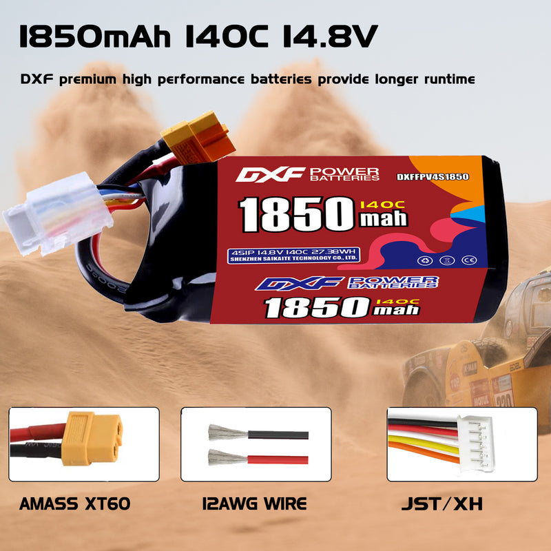 DXF 1850mAh 4S 140C 14.8V Lipo Battery Pack for FPV LiPo Battery