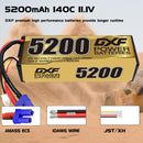 DXF LiPo Battery 3S 11.1V 5200mAh 140C Graphene Softcase with EC5 / T / TRX / XT60 / XT90 / XT150 / Q8s Plug for RC 1/8 1/10 Buggy Truck Car Off-Road Drone