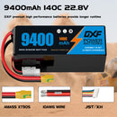 DXF LiPo Battery 6S HV 22.8V 9400mAh 140C Graphene Softcase Gold with EC5 / T / TRX / XT60 / XT90 / XT150 / Q8s Plug for RC 1/8 1/10 Buggy Truck Car Off-Road Drone