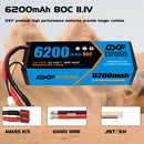 DXF 3S LiPo Battery 11.1V 6200mAh 80C Hardcase with Deans/T- Premium Power for RC Cars & Drones
