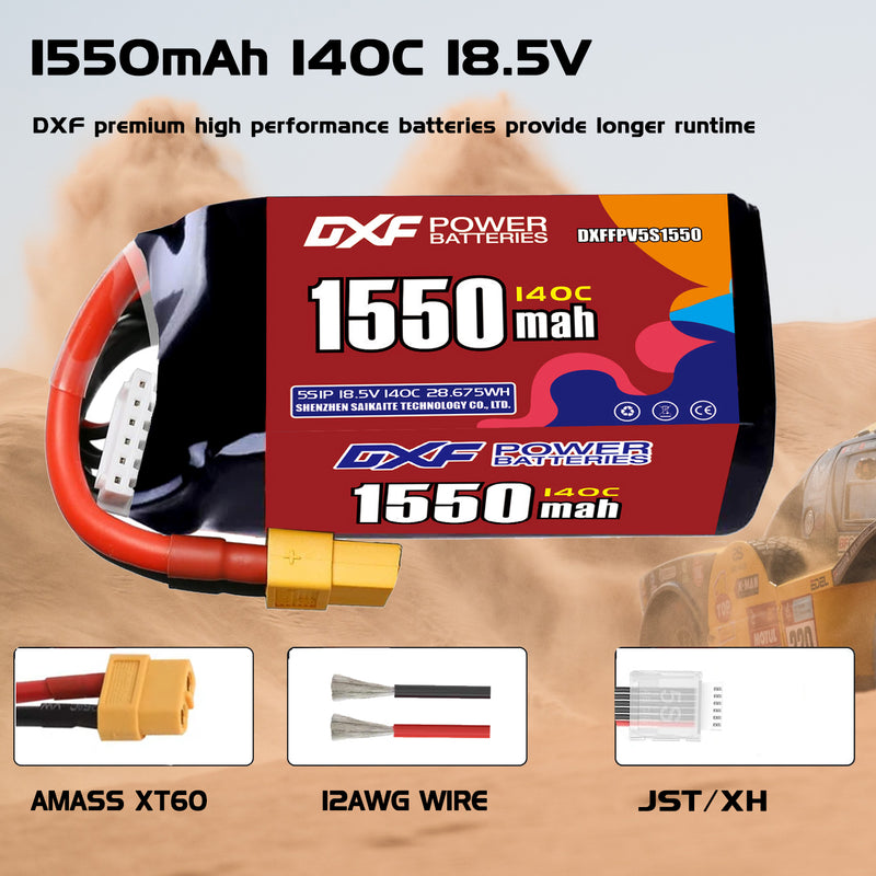 DXF 1400mAh 5S 150C 18.5V Lipo Battery Pack for FPV LiPo Battery