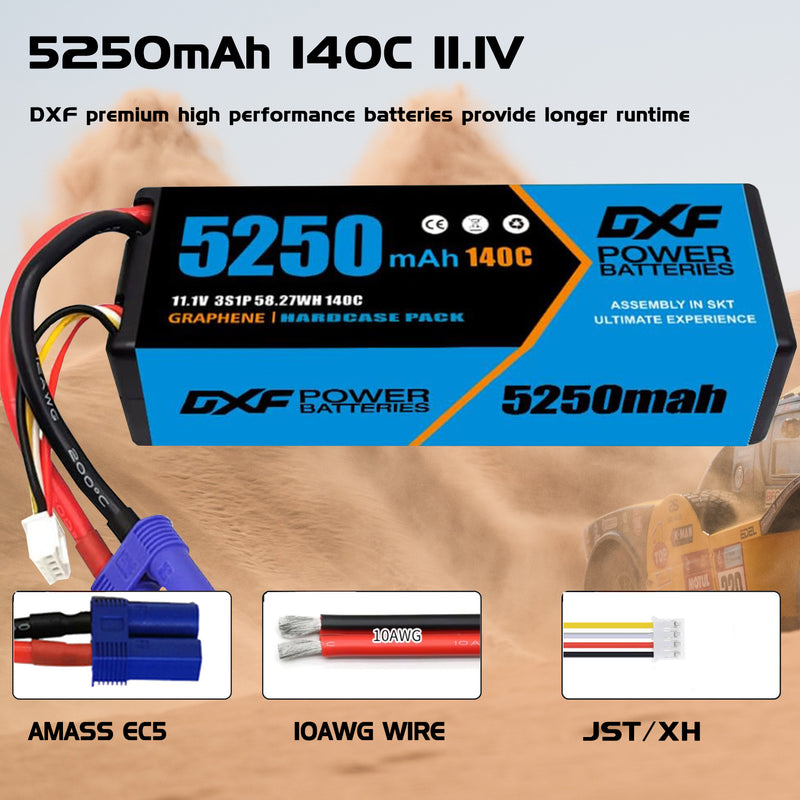 (ES)DXF 3S 5250 mAh 11.1V 140C Batteria Lipo ad Alta Capacità Hardcase con EC5  Spina per 1:8 Scala RC Auto, Multi-Rotore RC Aeroplano, RC Elicottero, RC Barca