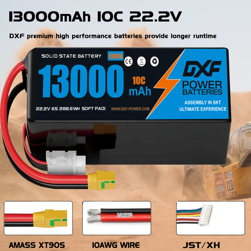 (CN)DXF 6S Lipo Battery 22.2V 10C 13000mAh Soft Case Battery  for Drone UAV FPV Car Truck Tank RC Buggy Truggy Racing Hobby Semi solidstate Battery