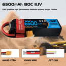 DXF Lipo Battery 3S 11.1V 6500mAh 80C Graphene Softcase with EC5 / T / TRX / XT60 / XT90 / XT150 / Q8s Plug for RC 1/8 1/10 Buggy Truck Car Off-Road Drone