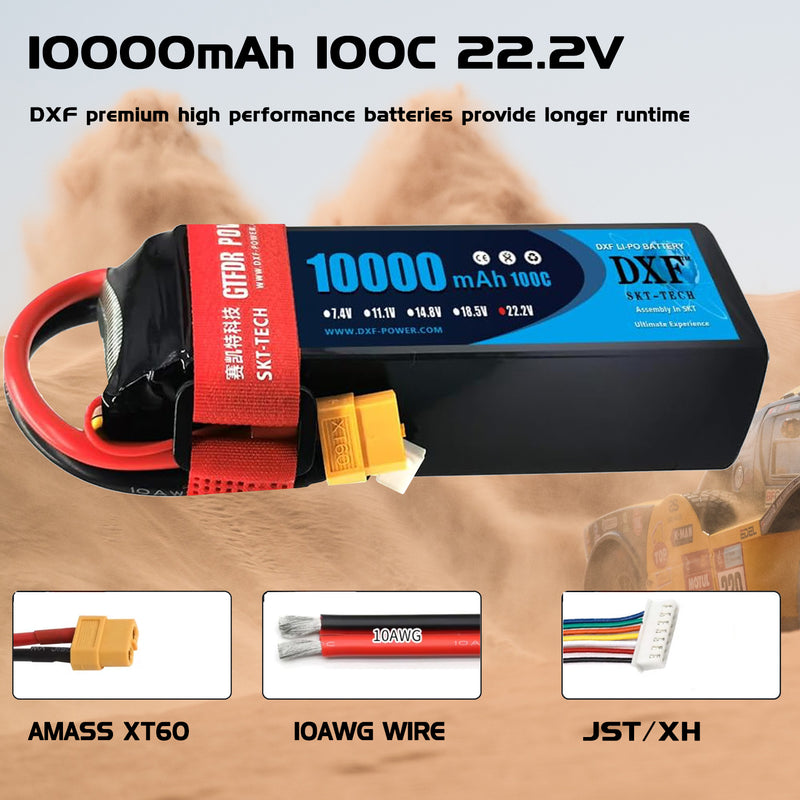 (PL)DXF 6S Lipo Battery 22.2V 100C10000mAh Soft Case Battery with XT60 Connector for Car Truck Tank RC Buggy Truggy Racing Hobby
