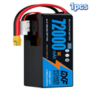 DXF 12S 44.4V 72000mAh 5C Soft Case LiPo Battery with 8AWG Wire for Toy Cars, Boats, UAVs & Drones (1-6 Pack)