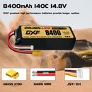 DXF LiPo Battery 4S 14.8V 8400mAh 140C Graphene Softcase with EC5 / T / TRX / XT60 / XT90 / XT150 / Q8s Plug for RC 1/8 1/10 Buggy Truck Car Off-Road Drone